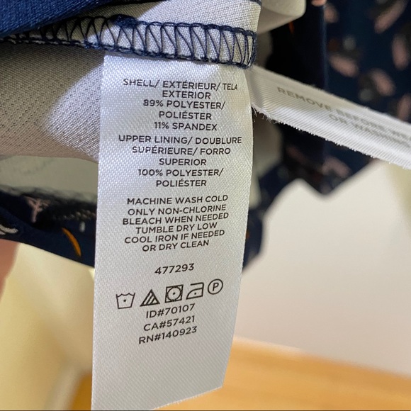 Loft navy blue feather patterned dress size 8 - Picture 7 of 7